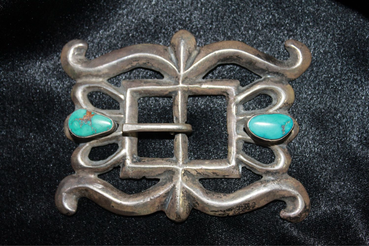 Navajo Sterling Silver and Natural Turquoise Belt Buckle