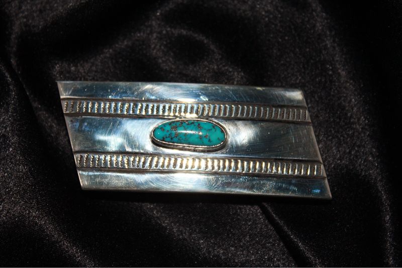 Sterling Silver and Turquoise Belt Buckle
