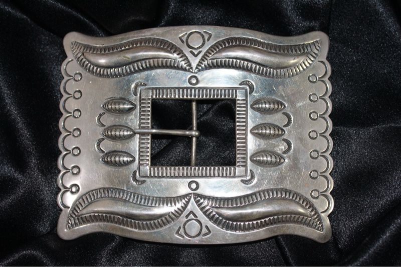 Sterling Silver Stamped Belt Buckle