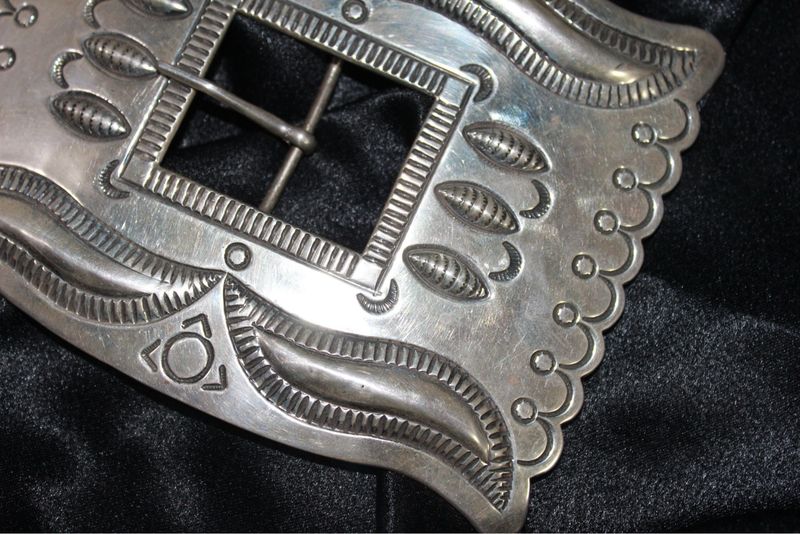Sterling Silver Stamped Belt Buckle