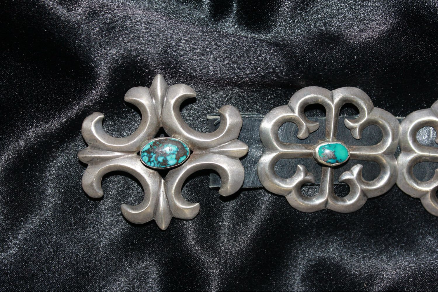 Sand Cast Concho Belt with Bisbee Turquoise