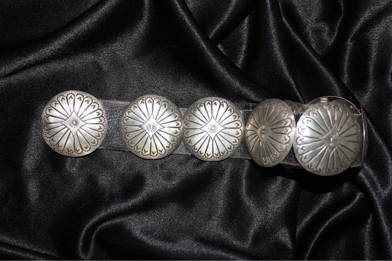 Sterling Silver Stamped Circle Concho Belt