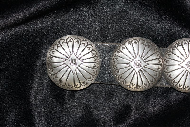 Sterling Silver Stamped Circle Concho Belt