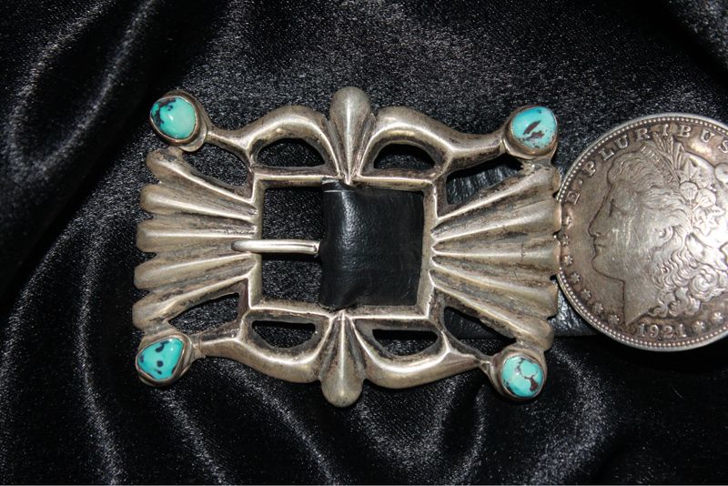 Sterling Silver Coin and Turquoise Concho Belt