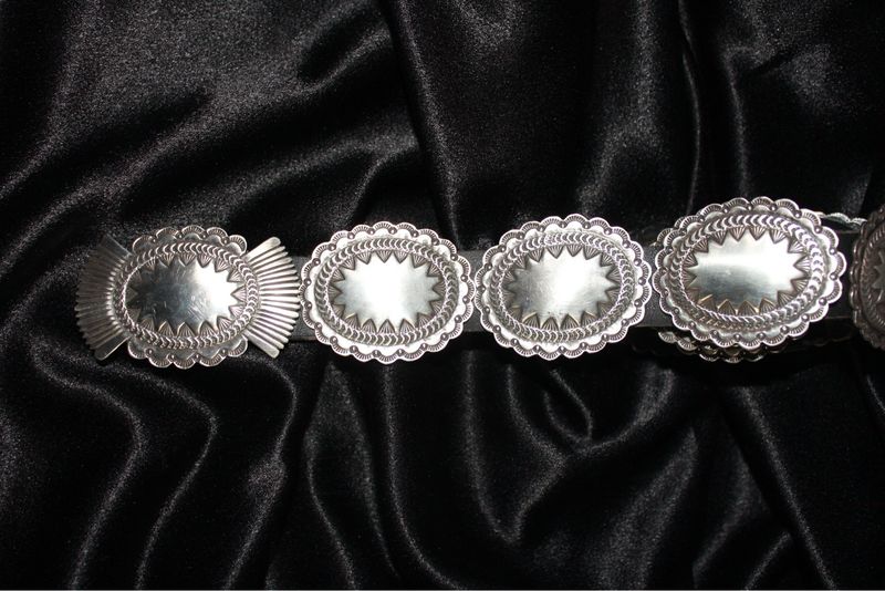 Sterling Silver Stamped Concho Belt
