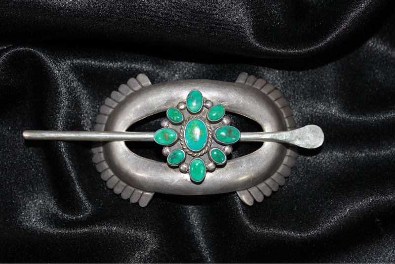 Sterling Silver and Turquoise Hair Piece
