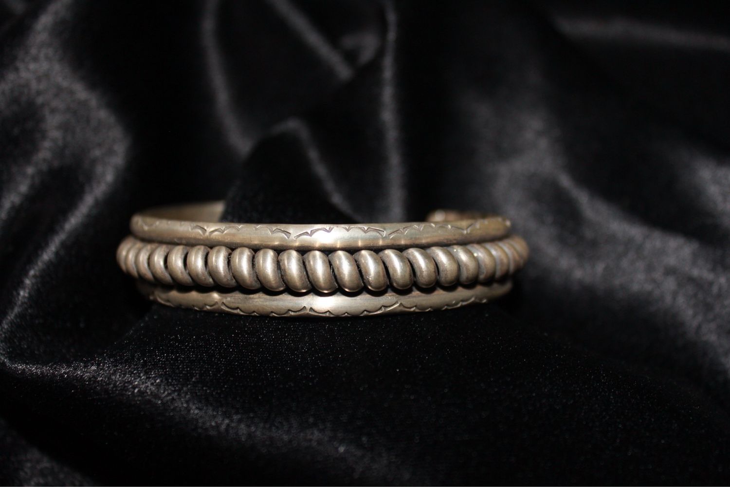 Sterling Silver Twisted and Stamped Bracelet