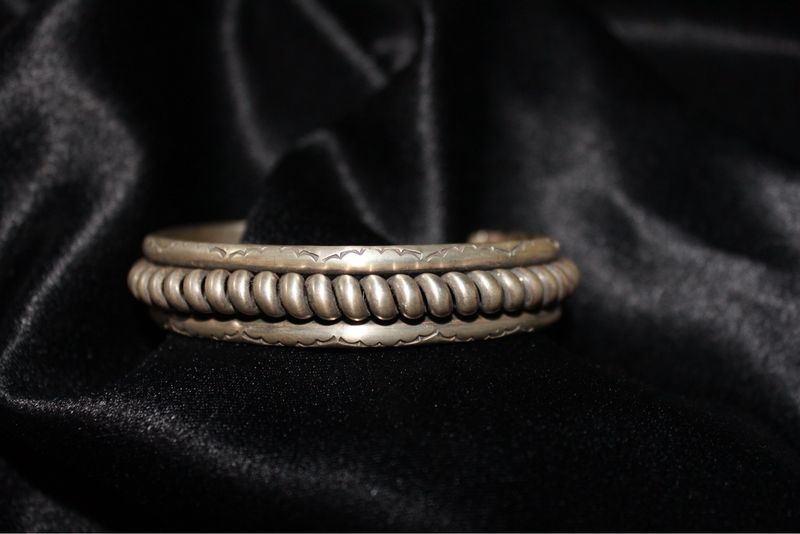 Sterling Silver Twisted and Stamped Bracelet