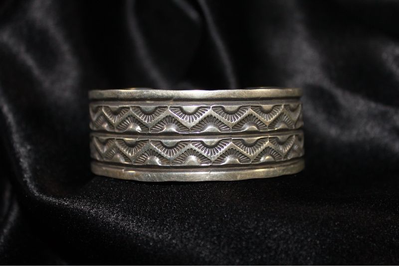 Wide Sterling Silver Stamped Bracelet