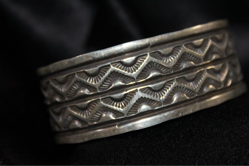 Wide Sterling Silver Stamped Bracelet