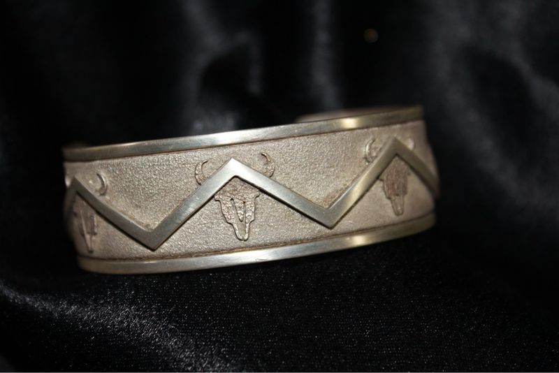 Sterling Silver Buffalo Skull Bracelet