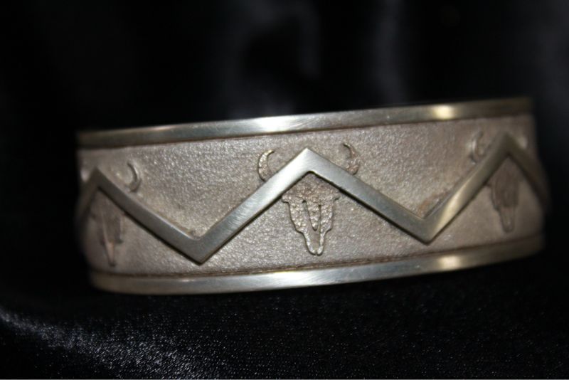 Sterling Silver Buffalo Skull Bracelet