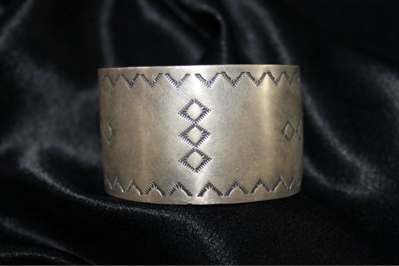 Wide Sterling Silver Stamped Bracelet