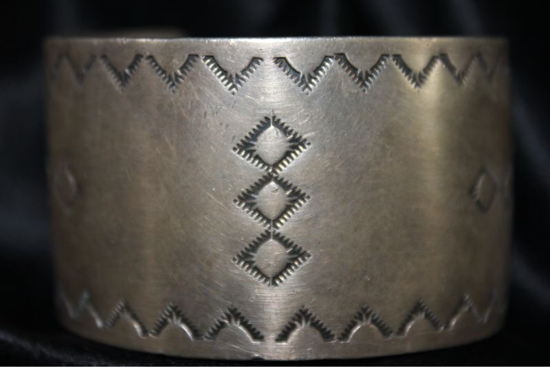 Wide Sterling Silver Stamped Bracelet