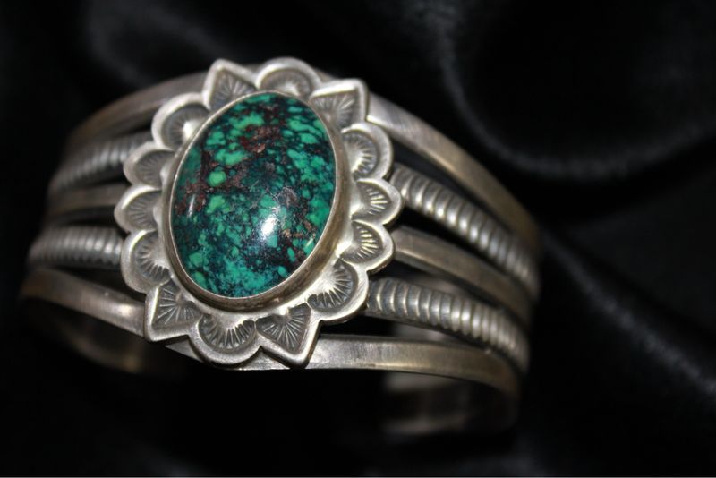 Sterling Silver and Chinese Turquoise Bracelet
