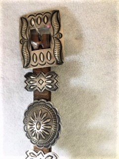 Navajo Sterling Silver Stamped Concho Belt