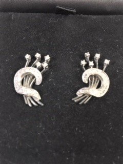 Vintage 14K White Gold and Diamond Earrings