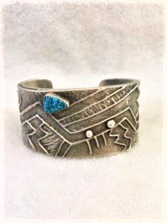 Sterling Silver and Red Mountain Web Nevada Turquoise Bracelet