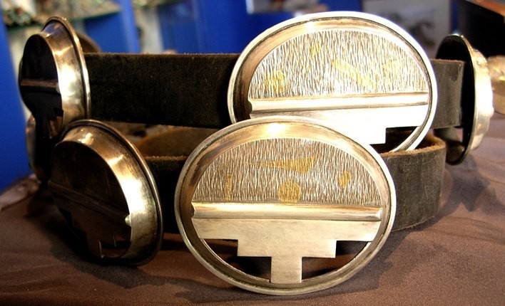 Sterling Silver &amp; 24k Gold Overlay Concho Belt