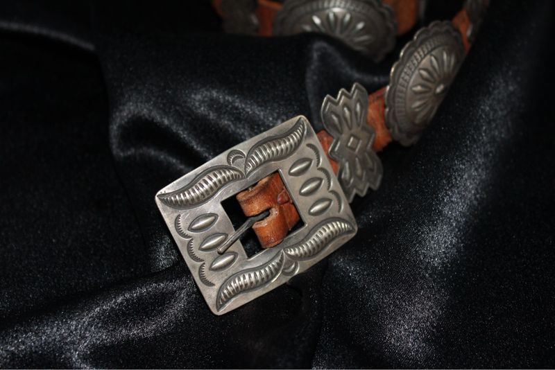Navajo Sterling Silver Stamped Concho Belt