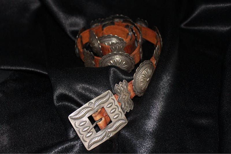 Navajo Sterling Silver Stamped Concho Belt