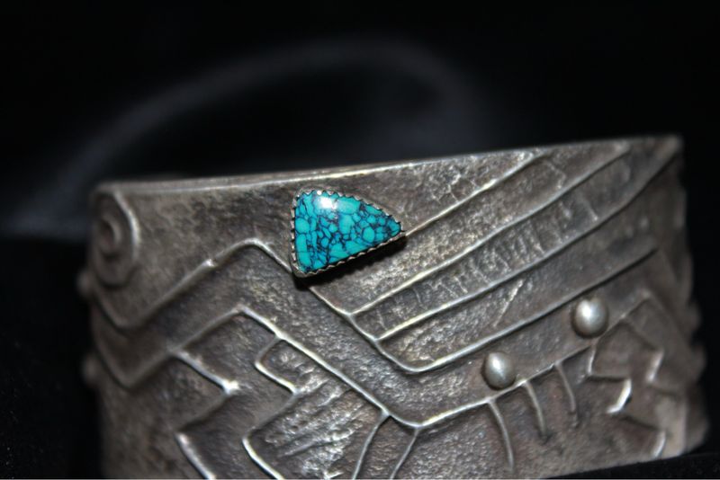 Sterling Silver and Red Mountain Web Nevada Turquoise Bracelet