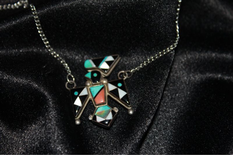 Zuni Sterling Silver Thunderbird Necklace