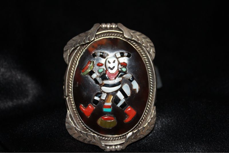 Zuni Sterling Silver Koshare Clown Dancer Bracelet