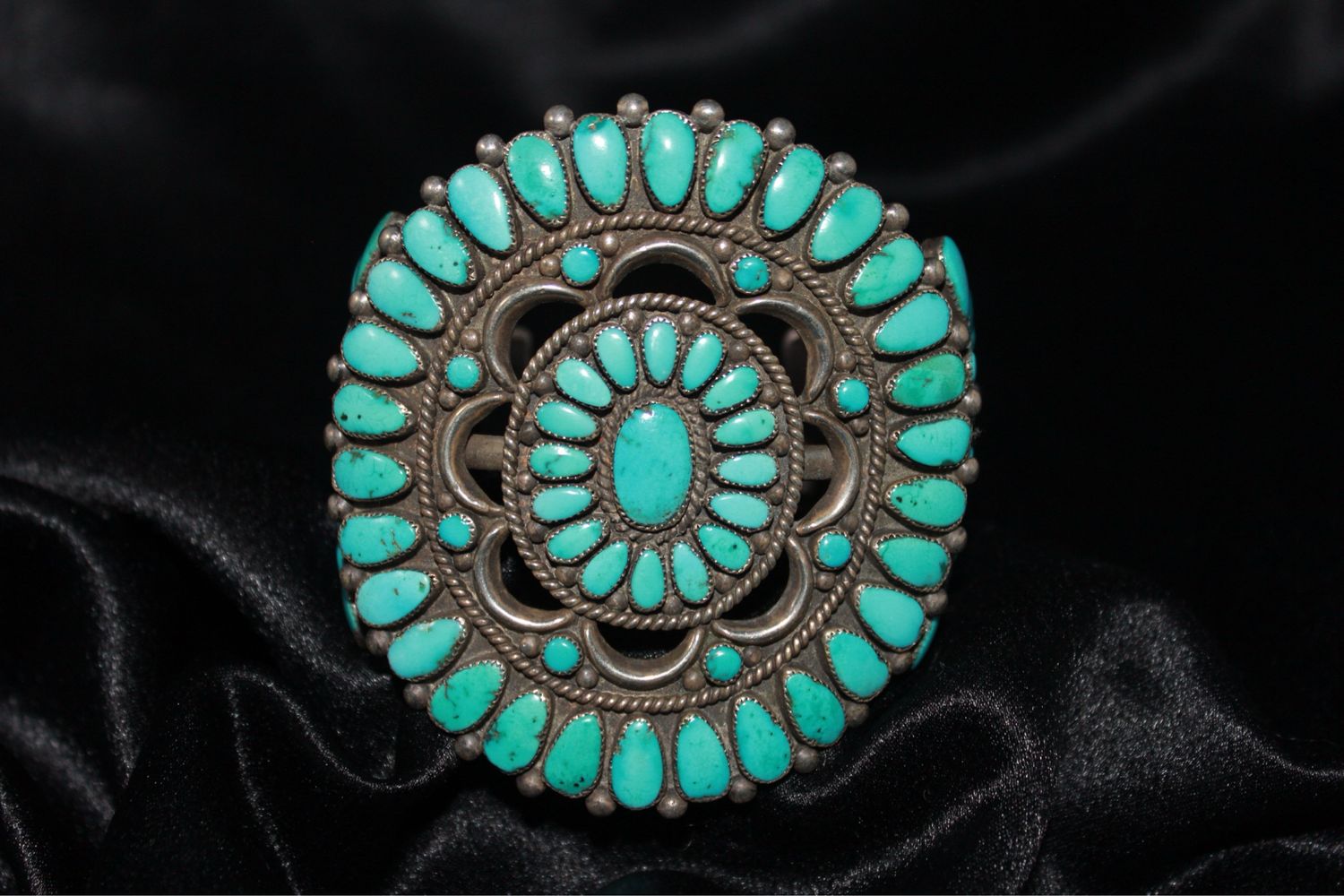 Sterling Silver and Turquoise Zuni Cluster Bracelet