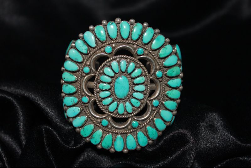 Sterling Silver and Turquoise Zuni Cluster Bracelet