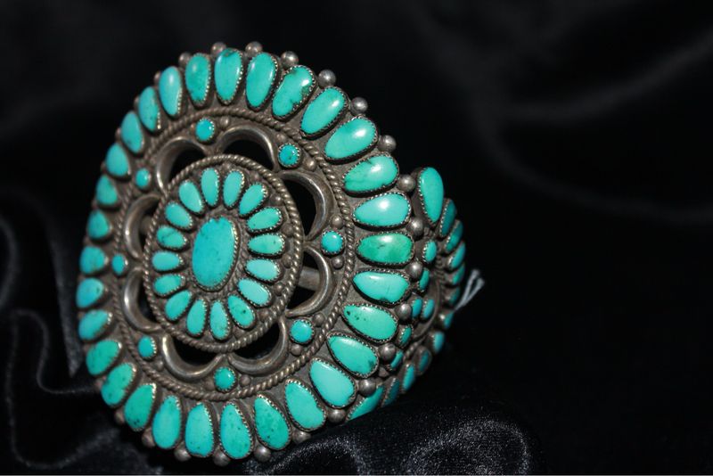 Sterling Silver and Turquoise Zuni Cluster Bracelet