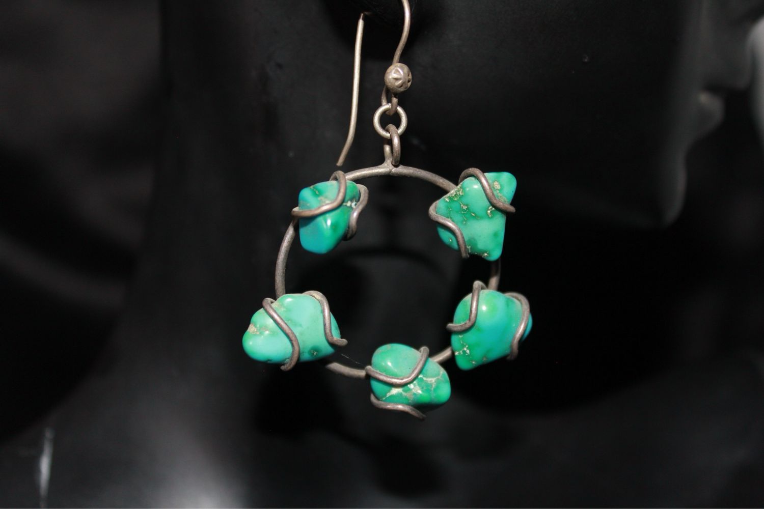 Fox Turquoise Nugget Sterling Silver Earrings