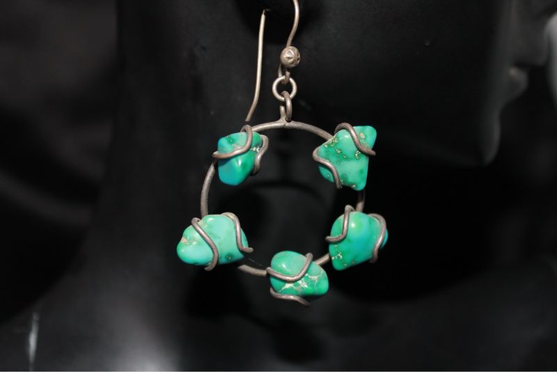 Fox Turquoise Nugget Sterling Silver Earrings