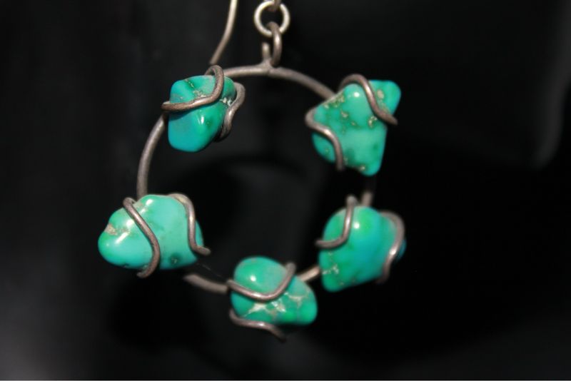 Fox Turquoise Nugget Sterling Silver Earrings