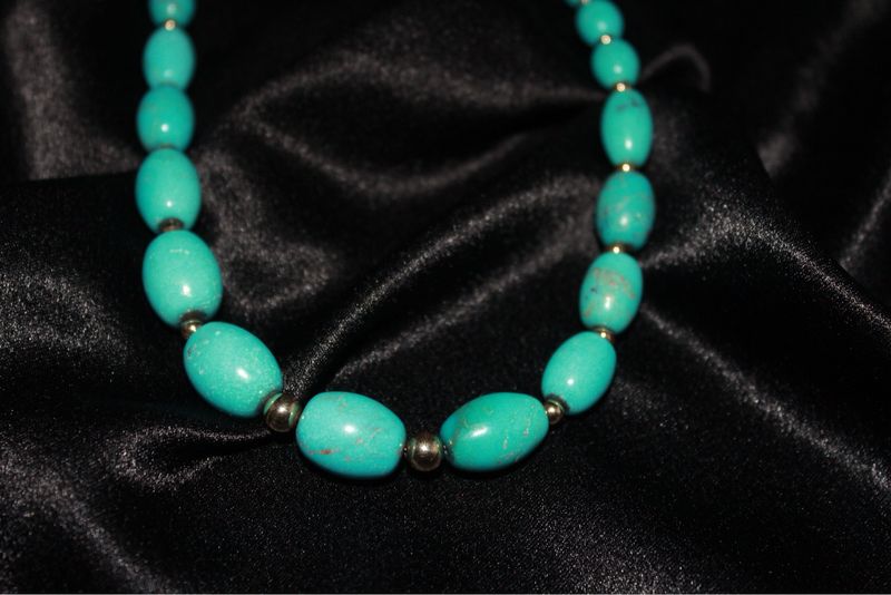 14K Yellow Gold &amp; Turquoise Beaded Necklace