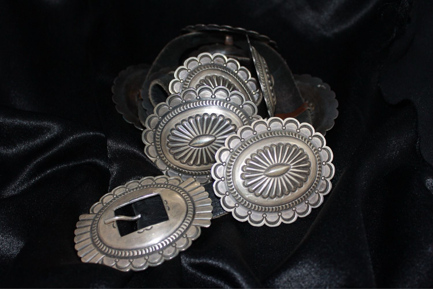 Sterling Silver Rosette Shaped Concho Belt