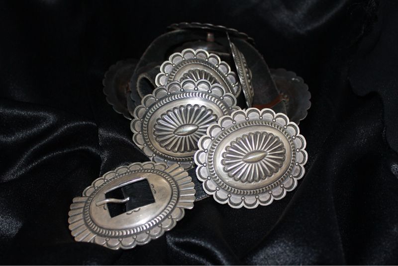 Sterling Silver Rosette Shaped Concho Belt