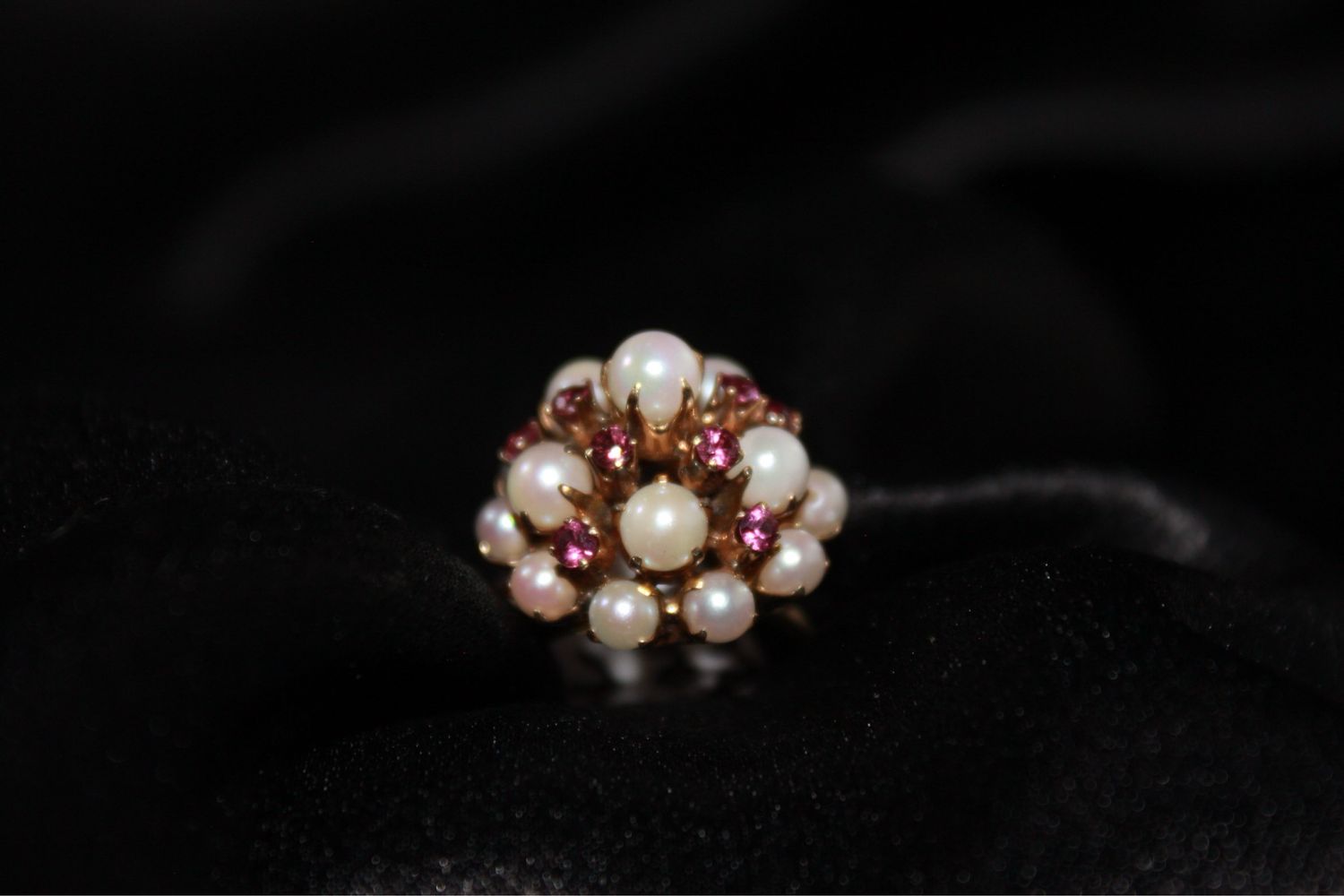 14K Yellow, Pearl and Ruby Ring