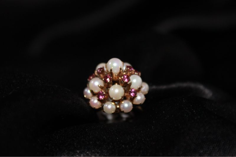 14K Yellow, Pearl and Ruby Ring