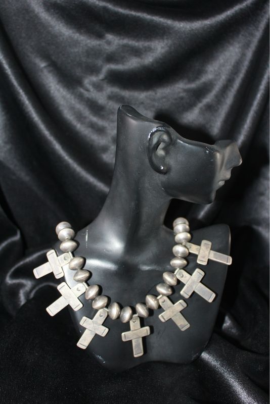 Silver Pueblo Cross Necklace