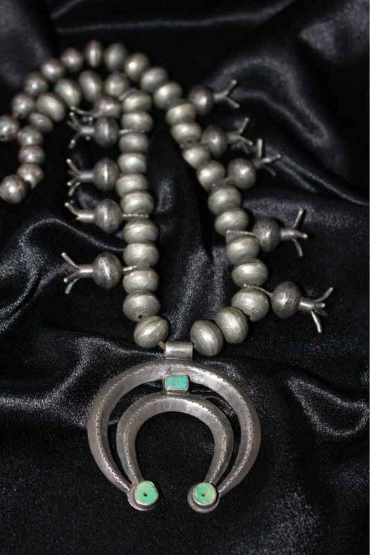 Vintage Silver + Turquoise Squash Blossom