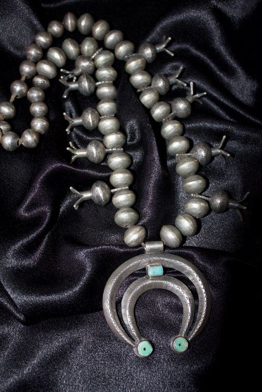 Vintage Silver + Turquoise Squash Blossom