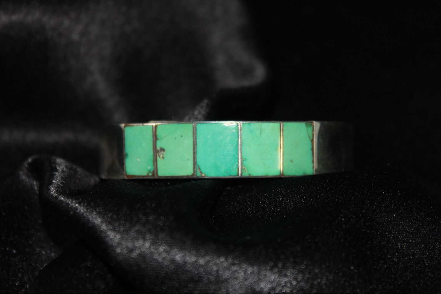 Sterling Silver and Turquoise Zuni Inlay Cuff