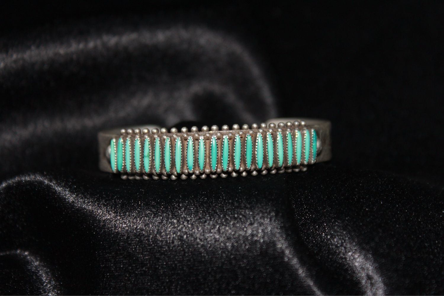 Sterling Silver + Turquoise Zuni Needlepoint Cuff