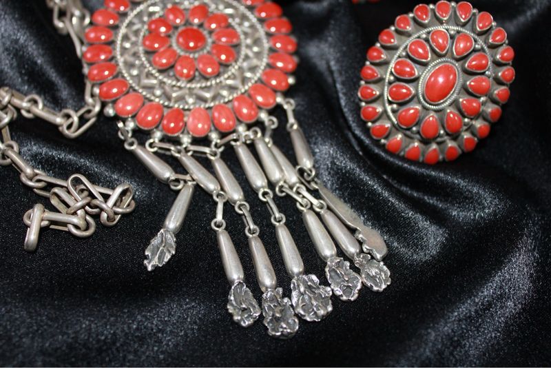 Sterling Silver and Hi-Grade Mediterranean Coral SET
