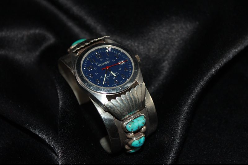 Sterling Silver and Turquoise Wide Watch Band