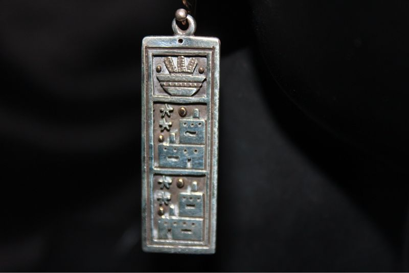 14K + Sterling Silver Pueblo Earrings