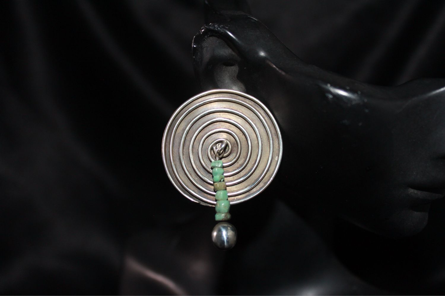 Sterling Silver and Turquoise Spiral Earrings