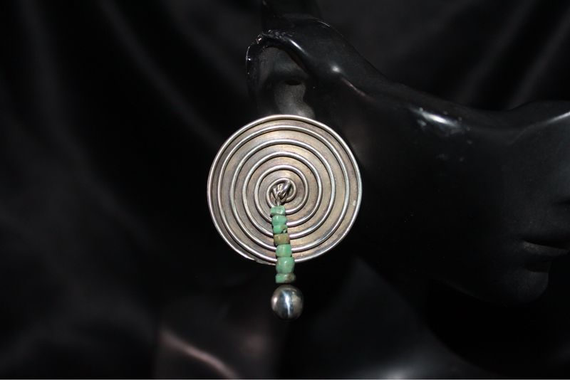 Sterling Silver and Turquoise Spiral Earrings