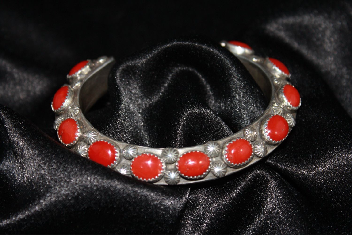 LM Sterling Silver + Mediterranean Coral Cuff